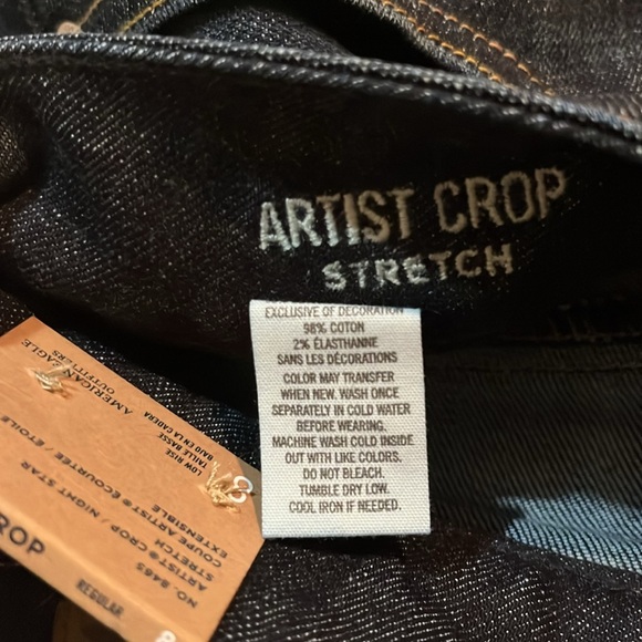 Brand New American Eagle Jeans, Artist Crop, Dark Indigo, size 8 Reg - Picture 6 of 6
